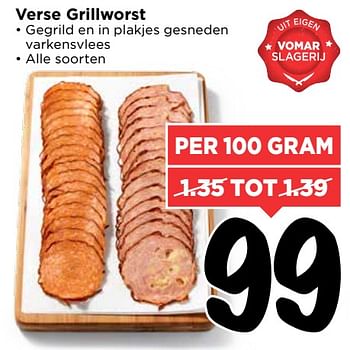 Aanbiedingen Verse grillworst - Huismerk Vomar - Geldig van 30/07/2017 tot 05/08/2017 bij Vomar