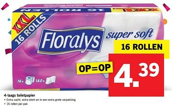 Aanbiedingen 4-laags toiletpapier - Floralys - Geldig van 30/07/2017 tot 05/08/2017 bij Lidl