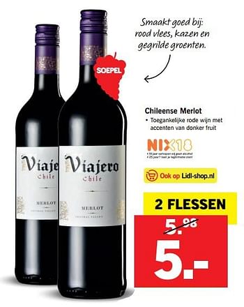Aanbiedingen Chileense merlot - Rode wijnen - Geldig van 30/07/2017 tot 05/08/2017 bij Lidl