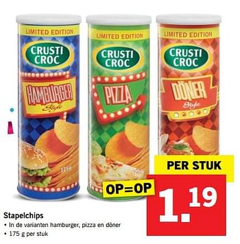 Aanbiedingen Stapelchips - Crusti Croc - Geldig van 30/07/2017 tot 05/08/2017 bij Lidl