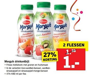 Aanbiedingen Morguh drinkontbijt - Milbona - Geldig van 30/07/2017 tot 05/08/2017 bij Lidl