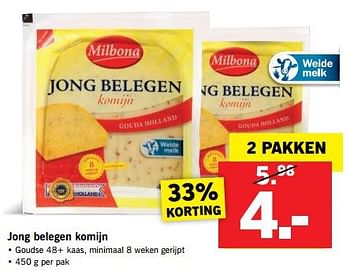 Aanbiedingen Jong belegen komijn - Milbona - Geldig van 30/07/2017 tot 05/08/2017 bij Lidl
