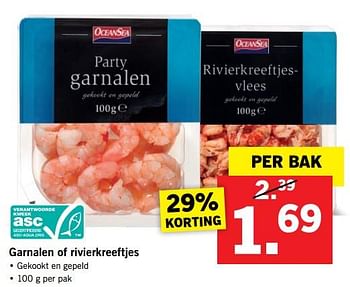 Aanbiedingen Garnalen of rivierkreeftjes - OceanSEa - Geldig van 30/07/2017 tot 05/08/2017 bij Lidl
