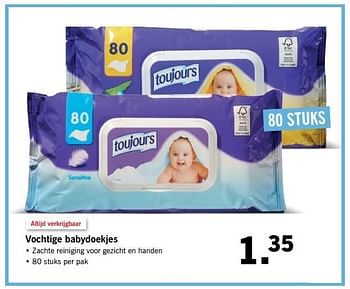 Aanbiedingen Vochtige babydoekjes - Toujours - Geldig van 30/07/2017 tot 05/08/2017 bij Lidl