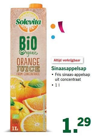 Aanbiedingen Sinaasappelsap - Solevita - Geldig van 30/07/2017 tot 05/08/2017 bij Lidl