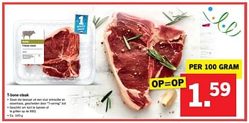 Aanbiedingen T-bone-steak - Huismerk - Lidl - Geldig van 30/07/2017 tot 05/08/2017 bij Lidl