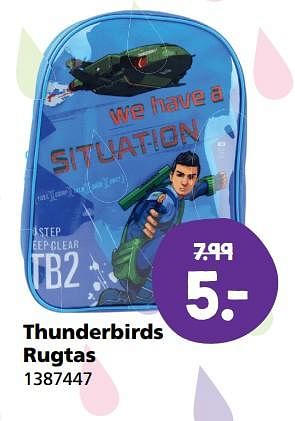 Aanbiedingen Thunderbirds rugtas - Thunderbirds - Geldig van 31/07/2017 tot 27/08/2017 bij Intertoys