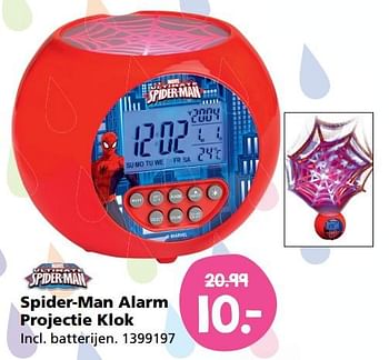Aanbiedingen Spider-man alarm projectie klok - Spider-man - Geldig van 31/07/2017 tot 27/08/2017 bij Intertoys