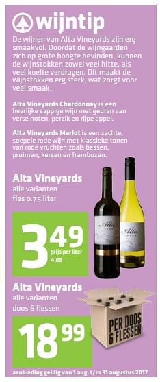 Aanbiedingen Alta vineyards - Rode wijnen - Geldig van 27/07/2017 tot 09/08/2017 bij Attent