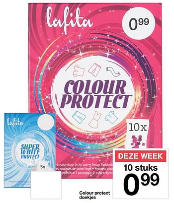 Aanbiedingen Colour protect doekjes - Lafita - Geldig van 29/07/2017 tot 05/08/2017 bij Zeeman