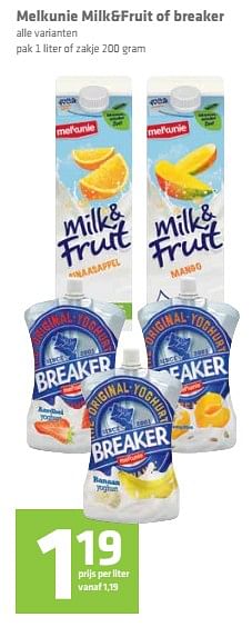 Aanbiedingen Melkunie milk+fruit of breaker - Melkunie - Geldig van 27/07/2017 tot 09/08/2017 bij Attent