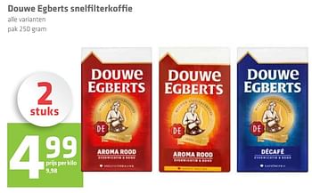 Aanbiedingen Douwe egberts snelfilterkoffie - Douwe Egberts - Geldig van 27/07/2017 tot 09/08/2017 bij Attent