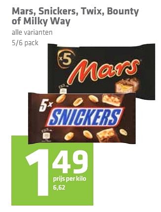 Aanbiedingen Mars, snickers, twix, bounty of milky way - Huismerk - Attent - Geldig van 27/07/2017 tot 09/08/2017 bij Attent