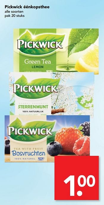 Aanbiedingen Pickwick éénkopsthee - Pickwick - Geldig van 30/07/2017 tot 05/08/2017 bij Deen Supermarkten