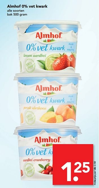 Aanbiedingen Almhof 0% vet kwark - Almhof - Geldig van 30/07/2017 tot 05/08/2017 bij Deen Supermarkten