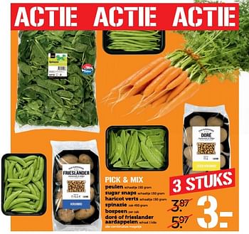 Aanbiedingen Peulen sugar snaps haricot verts spinazie bospeen doré of frieslander aardappelen - Huismerk - Coop - Geldig van 30/07/2017 tot 06/08/2017 bij Coop