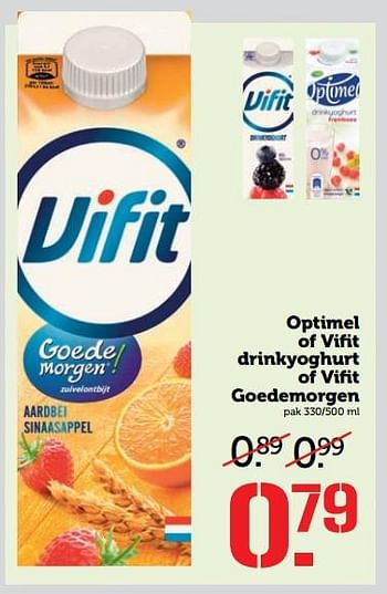 Aanbiedingen Optimel of vifit drinkyoghurt of vifit goedemorgen - Campina - Geldig van 30/07/2017 tot 06/08/2017 bij Coop