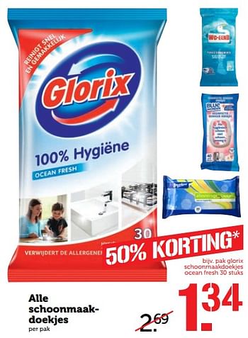 Aanbiedingen Alle schoonmaakdoekjes - Glorix - Geldig van 30/07/2017 tot 06/08/2017 bij Coop