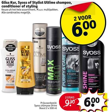 Aanbiedingen Syoss shampoo shine boost - Gliss Kur - Geldig van 01/08/2017 tot 06/08/2017 bij Kruidvat