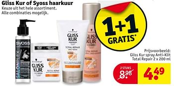 Aanbiedingen Gliss kur spray anti-klit total repair - Gliss Kur - Geldig van 01/08/2017 tot 06/08/2017 bij Kruidvat