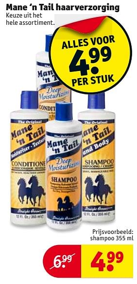 Aanbiedingen Mane `n tail haarverzorging shampoo - Mane', n Tail - Geldig van 01/08/2017 tot 06/08/2017 bij Kruidvat