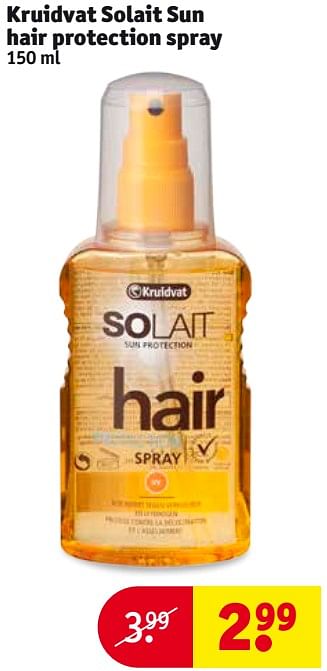 Aanbiedingen Kruidvat solait sun hair protection spray - Huismerk - Kruidvat - Geldig van 01/08/2017 tot 06/08/2017 bij Kruidvat