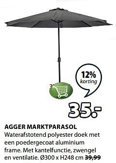 Aanbiedingen Agger marktparasol - Huismerk - Jysk - Geldig van 24/07/2017 tot 06/08/2017 bij Jysk
