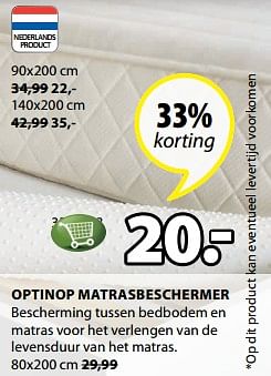 Aanbiedingen Optinop matrasbeschermer - Huismerk - Jysk - Geldig van 24/07/2017 tot 06/08/2017 bij Jysk