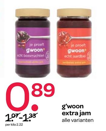 Aanbiedingen G`woon extra jam - Gâ€™woon - Geldig van 27/07/2017 tot 09/08/2017 bij Spar