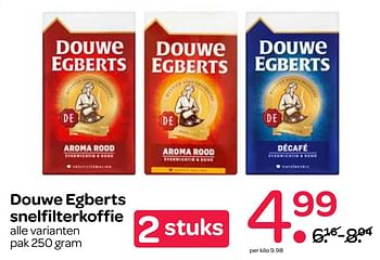 Aanbiedingen Douwe egberts snelfilterkoffie - Douwe Egberts - Geldig van 27/07/2017 tot 09/08/2017 bij Spar