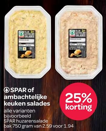 Aanbiedingen Spar of ambachtelijke keuken salades - Spar - Geldig van 27/07/2017 tot 09/08/2017 bij Spar