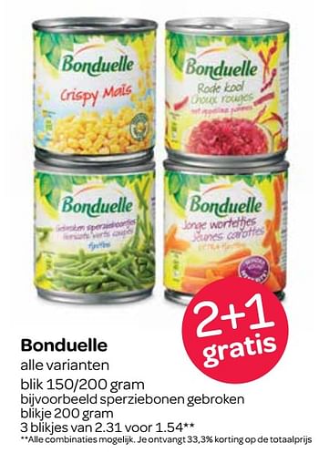 Aanbiedingen Sperziebonen gebroken - Bonduelle - Geldig van 27/07/2017 tot 09/08/2017 bij Spar