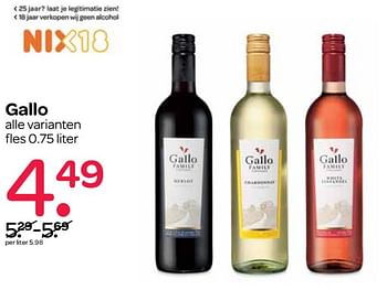 Aanbiedingen Gallo - Rode wijnen - Geldig van 27/07/2017 tot 09/08/2017 bij Spar