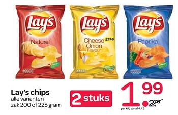 Aanbiedingen Lay`s chips - Lay's - Geldig van 27/07/2017 tot 09/08/2017 bij Spar