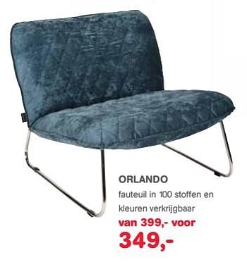 Aanbiedingen Orlando fauteuil in 100 stoffen en kleuren verkrijgbaar - Huismerk - Trendhopper - Geldig van 26/07/2017 tot 13/08/2017 bij Trendhopper