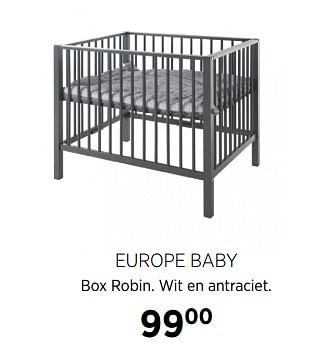 Aanbiedingen Europe baby box robin. wit en antraciet - Europe baby - Geldig van 28/07/2017 tot 28/08/2017 bij Babypark