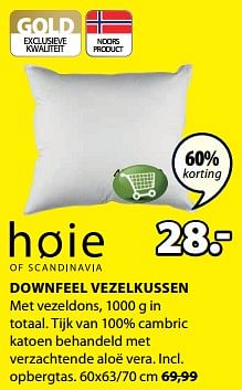 Aanbiedingen Downfeel vezelkussen - Hoie - Geldig van 24/07/2017 tot 06/08/2017 bij Jysk