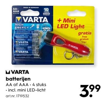 Aanbiedingen Batterijen - Varta - Geldig van 29/07/2017 tot 09/08/2017 bij Blokker