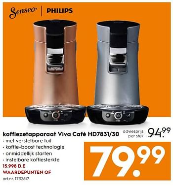 Aanbiedingen Philips koffiezetapparaat viva café hd7831-30 - Philips - Geldig van 29/07/2017 tot 09/08/2017 bij Blokker