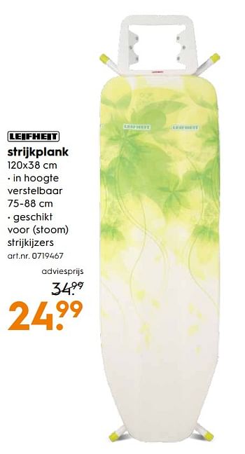 Aanbiedingen Strijkplank - Leifheit - Geldig van 29/07/2017 tot 09/08/2017 bij Blokker