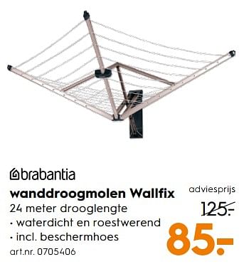 Aanbiedingen Wanddroogmolen wallfix - Brabantia - Geldig van 29/07/2017 tot 09/08/2017 bij Blokker