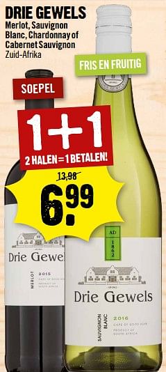 Aanbiedingen Drie gewels - Witte wijnen - Geldig van 30/07/2017 tot 05/08/2017 bij Dirk III