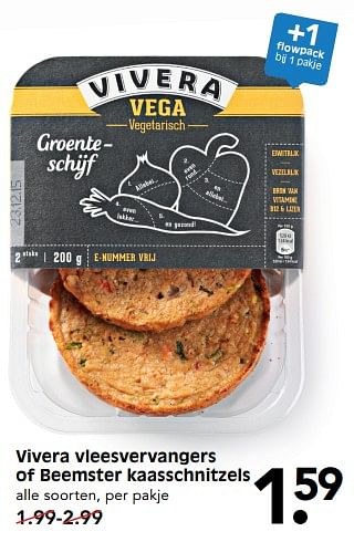 Aanbiedingen Vivera vleesvervangers of beemster kaasschnitzels - Vivera - Geldig van 30/07/2017 tot 05/08/2017 bij Em-té