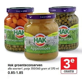 Aanbiedingen Hak groenteconserven - Hak - Geldig van 30/07/2017 tot 05/08/2017 bij Em-té