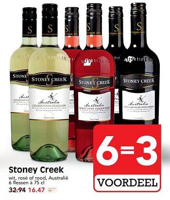 Aanbiedingen Stoney creek - Witte wijnen - Geldig van 30/07/2017 tot 05/08/2017 bij Em-té