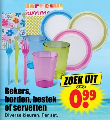 Aanbiedingen Bekers, borden, bestek of servetten - Huismerk - Dirk - Geldig van 30/07/2017 tot 05/08/2017 bij Lekker Doen