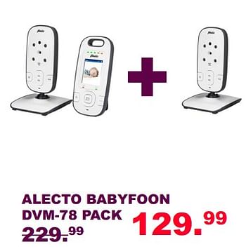 Aanbiedingen Alecto babyfoon dvm-78 pack - Alecto - Geldig van 30/07/2017 tot 20/08/2017 bij Baby & Tiener Megastore