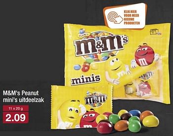 Aanbiedingen M+m`s peanut mini`s uitdeelzak - M&amp;M', s - Geldig van 31/07/2017 tot 05/08/2017 bij Aldi
