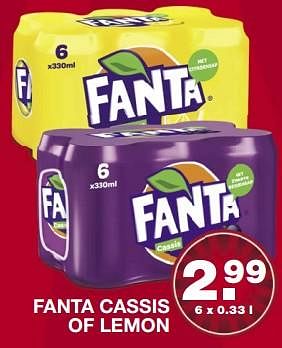 Aanbiedingen Fanta cassis of lemon - Fanta - Geldig van 31/07/2017 tot 05/08/2017 bij Aldi