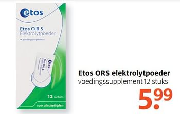 Aanbiedingen Etos ors elektrolytpoeder - Huismerk - Etos - Geldig van 31/07/2017 tot 13/08/2017 bij Etos